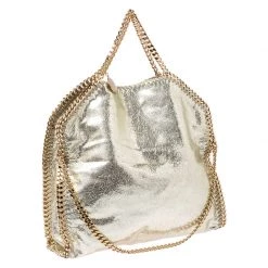 Stella McCartney Metallic Light Yellow Faux Crackle Leather Falabella Tote For Women 15 Stella McCartney Metallic Light Yellow Faux Crackle Leather Falabella Tote For Women -Stella McCartney Sales luxury women stella mccartney used handbags p253910 003