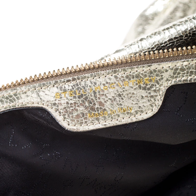 Stella McCartney Metallic Light Yellow Faux Crackle Leather Falabella Tote For Women 10 Stella McCartney Metallic Light Yellow Faux Crackle Leather Falabella Tote For Women - Image 8
