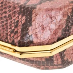 Stella McCartney Pink/Black Faux Python Leather Lucia Clutch For Women -Stella McCartney Sales luxury women stella mccartney used handbags p259015 002