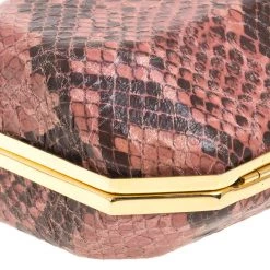 Stella McCartney Pink/Black Faux Python Leather Lucia Clutch For Women -Stella McCartney Sales luxury women stella mccartney used handbags p259015 003