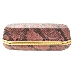 Stella McCartney Pink/Black Faux Python Leather Lucia Clutch For Women -Stella McCartney Sales luxury women stella mccartney used handbags p259015 004