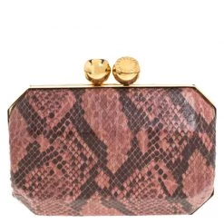 Stella McCartney Pink/Black Faux Python Leather Lucia Clutch For Women