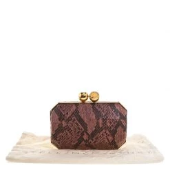 Stella McCartney Pink/Black Faux Python Leather Lucia Clutch For Women -Stella McCartney Sales luxury women stella mccartney used handbags p259015 009