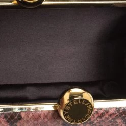 Stella McCartney Pink/Black Faux Python Leather Lucia Clutch For Women -Stella McCartney Sales luxury women stella mccartney used handbags p259015 010