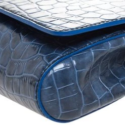 Stella McCartney Blue Faux Croc Leather Oversized Flap Clutch For Women -Stella McCartney Sales luxury women stella mccartney used handbags p259506 002