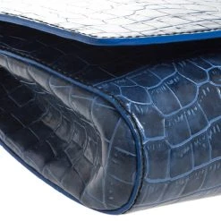 Stella McCartney Blue Faux Croc Leather Oversized Flap Clutch For Women -Stella McCartney Sales luxury women stella mccartney used handbags p259506 003