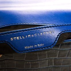 Stella McCartney Blue Faux Croc Leather Oversized Flap Clutch For Women -Stella McCartney Sales luxury women stella mccartney used handbags p259506 011