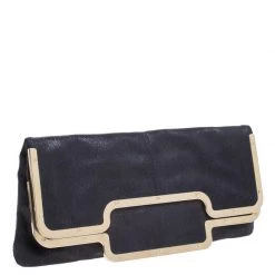 Stella McCartney Black Faux Leather Foldover Clutch For Women -Stella McCartney Sales luxury women stella mccartney used handbags p260624 009