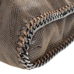 Stella McCartney Metallic Grey Python Faux Leather Small Falabella Tote For Women -Stella McCartney Sales luxury women stella mccartney used handbags p260947 003