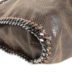 Stella McCartney Metallic Grey Python Faux Leather Small Falabella Tote For Women -Stella McCartney Sales luxury women stella mccartney used handbags p260947 004