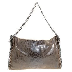 Stella McCartney Metallic Grey Python Faux Leather Small Falabella Tote For Women -Stella McCartney Sales luxury women stella mccartney used handbags p260947 006