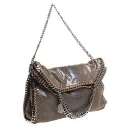 Stella McCartney Metallic Grey Python Faux Leather Small Falabella Tote For Women -Stella McCartney Sales luxury women stella mccartney used handbags p260947 007