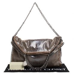 Stella McCartney Metallic Grey Python Faux Leather Small Falabella Tote For Women -Stella McCartney Sales luxury women stella mccartney used handbags p260947 010