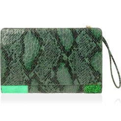 Stella McCartney Loretta 'Waverly' Exotic Skins Patchwork Green Clutch For Women -Stella McCartney Sales luxury women stella mccartney used handbags p26136 004