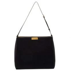 Stella McCartney Black Leather Round Zip Shoulder Bag For Women