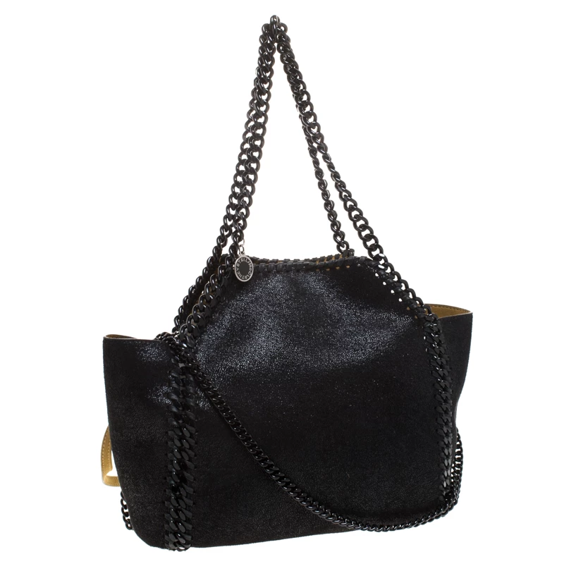 Stella McCartney Black/Brown Faux Leather Mini Fallabella Reversible Tote For Women 5 Stella McCartney Black/Brown Faux Leather Mini Fallabella Reversible Tote For Women - Image 3