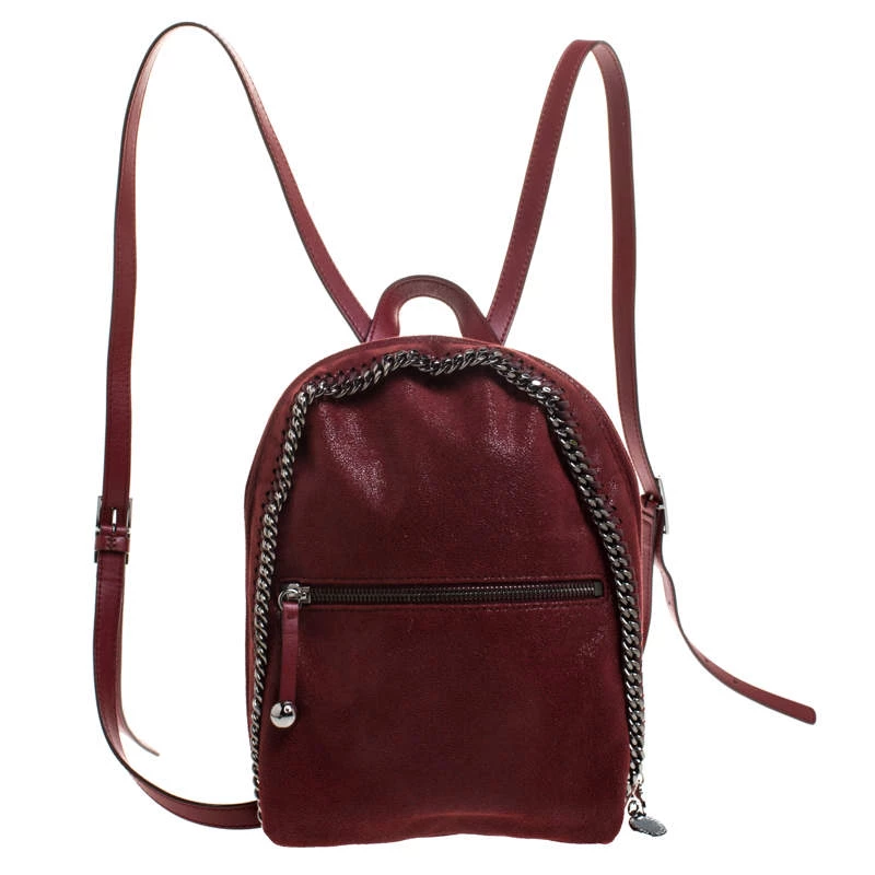 Stella McCartney Burgundy Faux Leather Falabella Backpack For Women 3 Stella McCartney Burgundy Faux Leather Falabella Backpack For Women