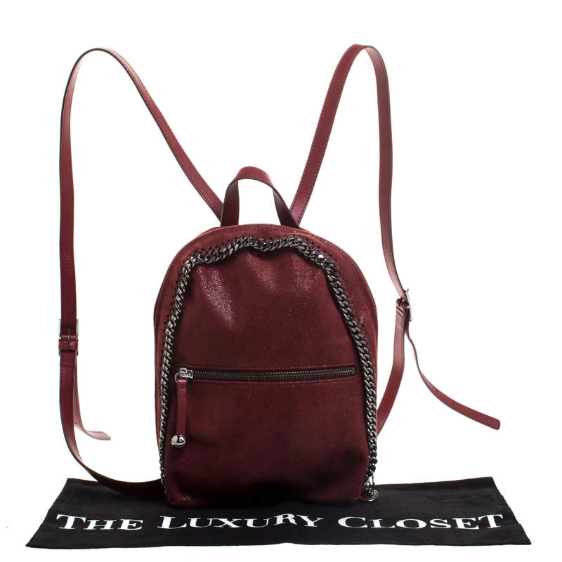 Stella McCartney Burgundy Faux Leather Falabella Backpack For Women 11 Stella McCartney Burgundy Faux Leather Falabella Backpack For Women - Image 9