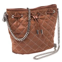 Stella McCartney Brown Faux Leather Falabella Bucket Bag For Women -Stella McCartney Sales luxury women stella mccartney used handbags p267430 005