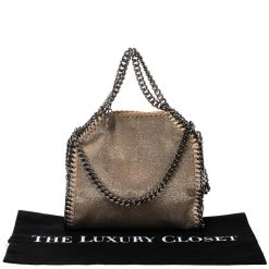 Stella McCartney Metallic Beige Faux Leather Mini Falabella Shoulder Bag For Women -Stella McCartney Sales luxury women stella mccartney used handbags p277460 004