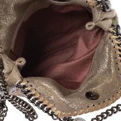 Stella McCartney Metallic Beige Faux Leather Mini Falabella Shoulder Bag For Women -Stella McCartney Sales luxury women stella mccartney used handbags p277460 010