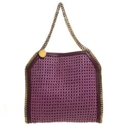 Stella McCartney Purple Woven Faux Leather Falabella Tote For Women