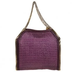 Stella McCartney Purple Woven Faux Leather Falabella Tote For Women -Stella McCartney Sales luxury women stella mccartney used handbags p279730 004