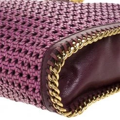 Stella McCartney Purple Woven Faux Leather Falabella Tote For Women -Stella McCartney Sales luxury women stella mccartney used handbags p279730 008