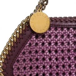 Stella McCartney Purple Woven Faux Leather Falabella Tote For Women -Stella McCartney Sales luxury women stella mccartney used handbags p279730 010