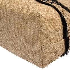 Stella McCartney Beige/Black Woven Raffia And Leather Logo Tote For Women -Stella McCartney Sales luxury women stella mccartney used handbags p280548 004