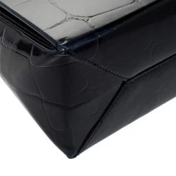 Stella McCartney Black Croc Embossed Leather Shoulder Bag For Women -Stella McCartney Sales luxury women stella mccartney used handbags p281184 1585228527 002