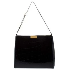 Stella McCartney Black Croc Embossed Leather Shoulder Bag For Women -Stella McCartney Sales luxury women stella mccartney used handbags p281184 1585228542 007