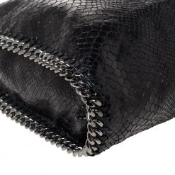 Stella McCartney Black Faux Python Embossed Leather Small Falabella Tote For Women -Stella McCartney Sales luxury women stella mccartney used handbags p285577 003