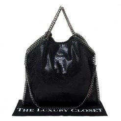 Stella McCartney Black Faux Python Embossed Leather Small Falabella Tote For Women -Stella McCartney Sales luxury women stella mccartney used handbags p285577 007