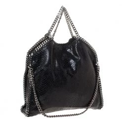 Stella McCartney Black Faux Python Embossed Leather Small Falabella Tote For Women -Stella McCartney Sales luxury women stella mccartney used handbags p285577 010