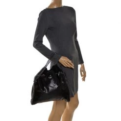 Stella McCartney Black Faux Python Embossed Leather Small Falabella Tote For Women -Stella McCartney Sales luxury women stella mccartney used handbags p285577 1586841316 013