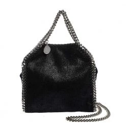 Stella McCartney Black Faux Leather Tiny Falabella Crossbody Bag For Women