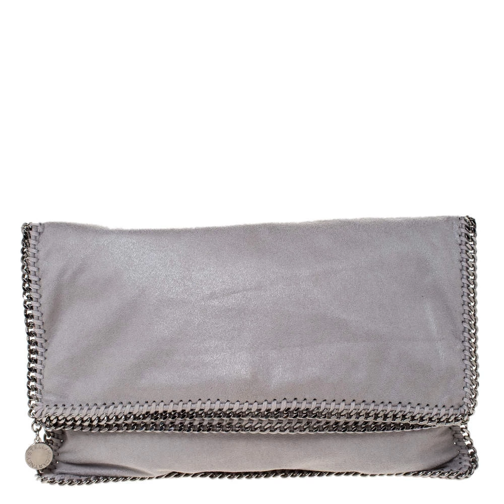 Stella McCartney Grey Faux Leather Falabella Clutch For Women 3 Stella McCartney Grey Faux Leather Falabella Clutch For Women