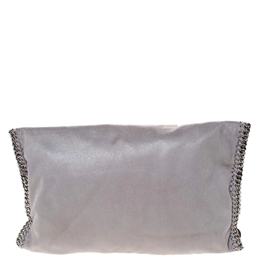 Stella McCartney Grey Faux Leather Falabella Clutch For Women 6 Stella McCartney Grey Faux Leather Falabella Clutch For Women - Image 4