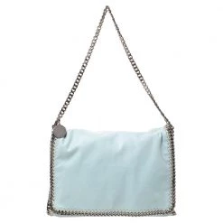 Stella McCartney Lime Green Faux Leather Falabella Flap Shoulder Bag For Women