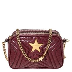 Stella McCartney Red Python Embossed Faux Leather Star Shoulder Bag For Women