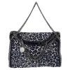 Stella McCartney Navy Blue/White Leopard Print Velvet Falabella Tote For Women -Stella McCartney Sales luxury women stella mccartney used handbags p299518 010