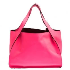 Stella McCartney Neon Pink Faux Leather Logo Tote For Women -Stella McCartney Sales luxury women stella mccartney used handbags p307084 007