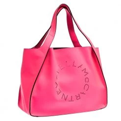 Stella McCartney Neon Pink Faux Leather Logo Tote For Women -Stella McCartney Sales luxury women stella mccartney used handbags p307084 010