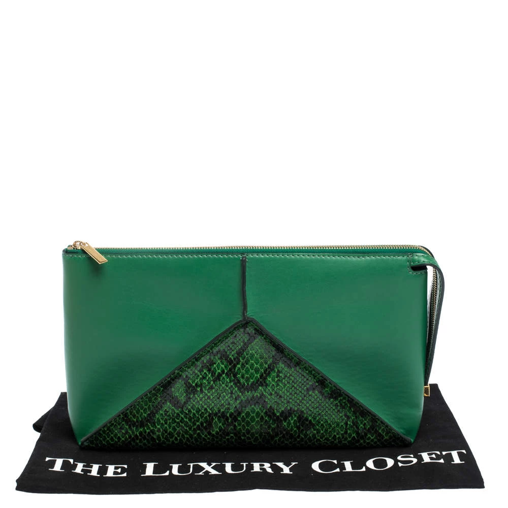 Stella McCartney Green Python Effect And Faux Leather Cavendish Clutch For Women 11 Stella McCartney Green Python Effect And Faux Leather Cavendish Clutch For Women - Image 9