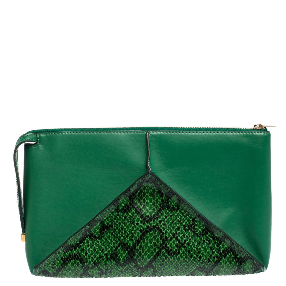 Stella McCartney Green Python Effect And Faux Leather Cavendish Clutch For Women 6 Stella McCartney Green Python Effect And Faux Leather Cavendish Clutch For Women - Image 4
