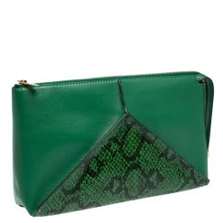 Stella McCartney Green Python Effect And Faux Leather Cavendish Clutch For Women 15 Stella McCartney Green Python Effect And Faux Leather Cavendish Clutch For Women -Stella McCartney Sales luxury women stella mccartney used handbags p309145 005