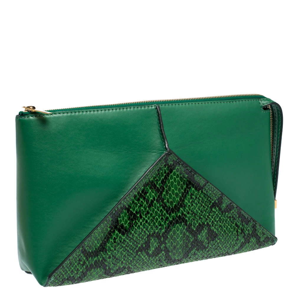Stella McCartney Green Python Effect And Faux Leather Cavendish Clutch For Women 5 Stella McCartney Green Python Effect And Faux Leather Cavendish Clutch For Women - Image 3