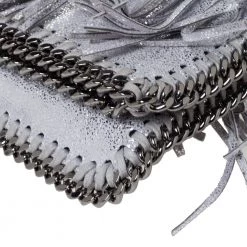 Stella McCartney Silver Faux Leather Falabella Fringed Fold Over Clutch For Women -Stella McCartney Sales luxury women stella mccartney used handbags p309151 009