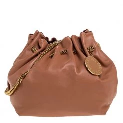 Stella McCartney Light Brown Faux Leather Norma Bucket Bag For Women